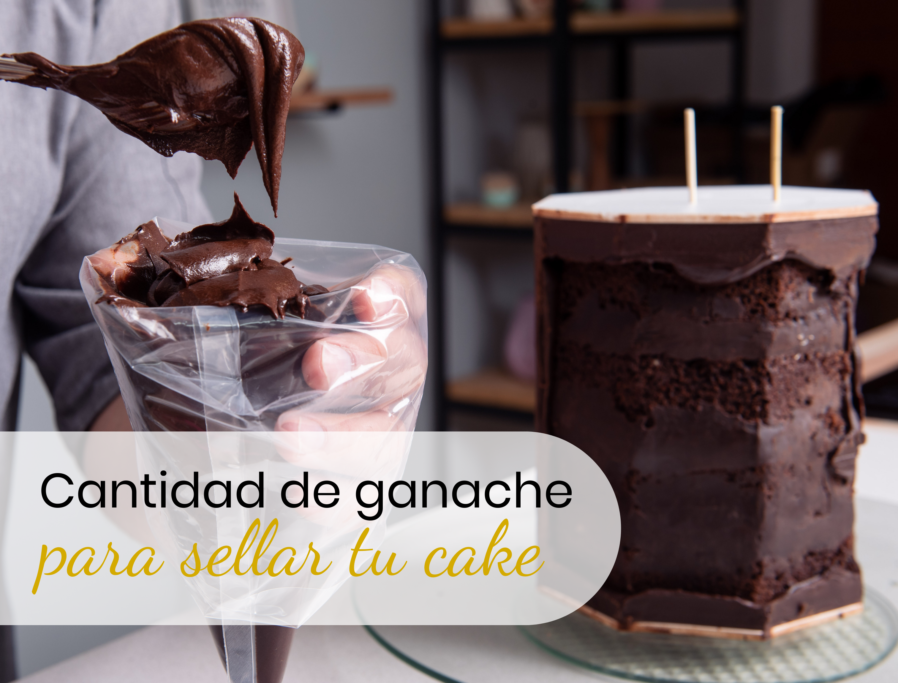 ¿Cuánta ganache necesito para sellar un pastel?